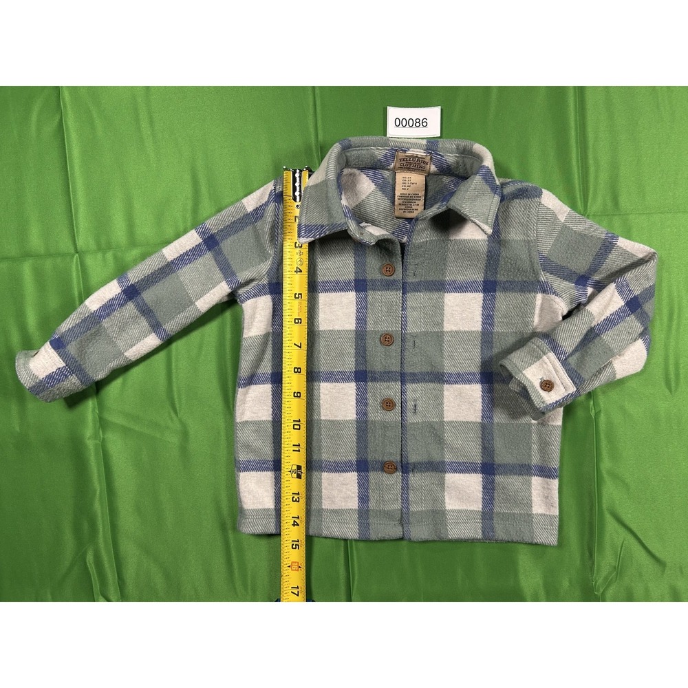 Telluride Clothing Co Kids Plaid Fleece Button Up Shirt Sage Green 2T - Picture 6 of 8